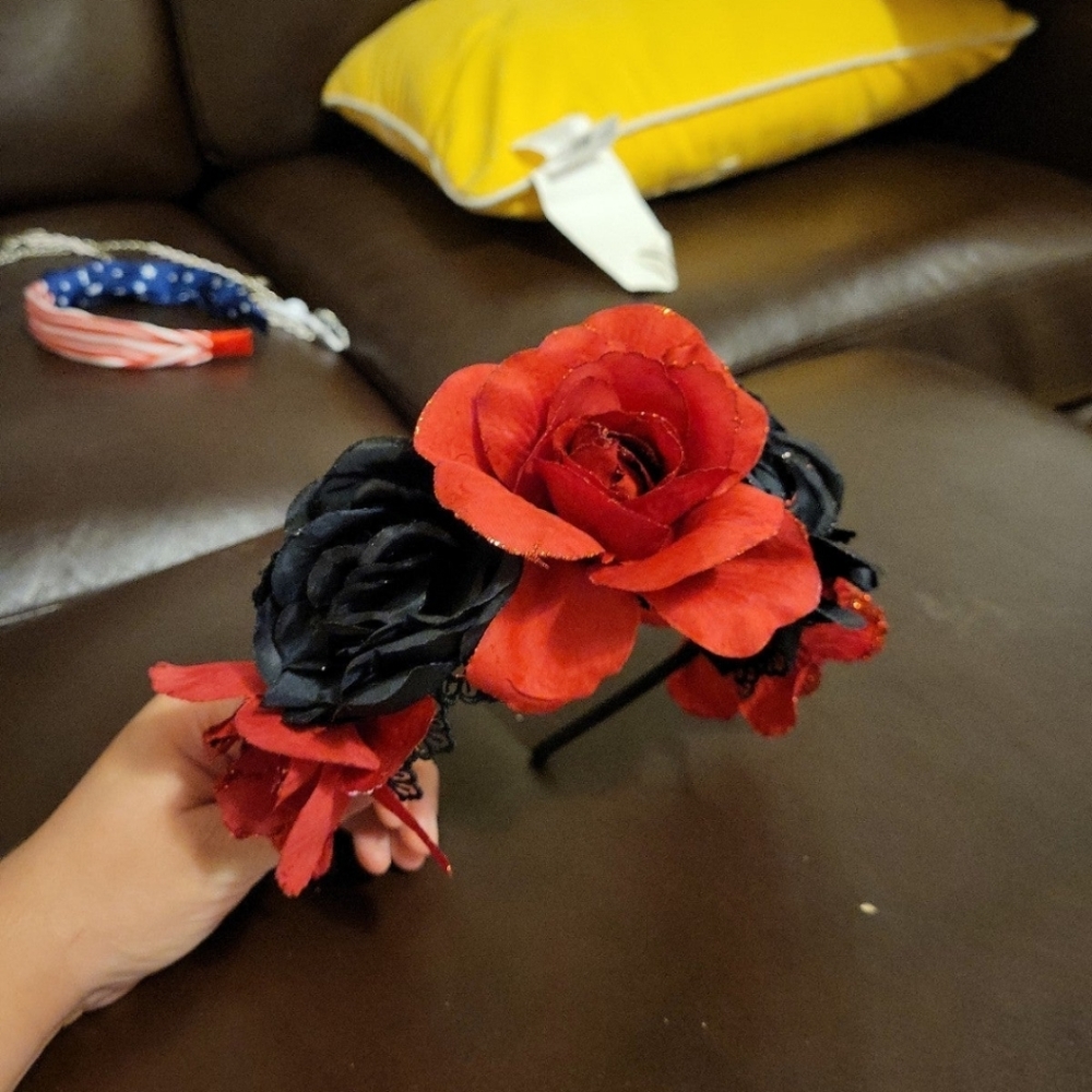 Red and Black Rose Headband